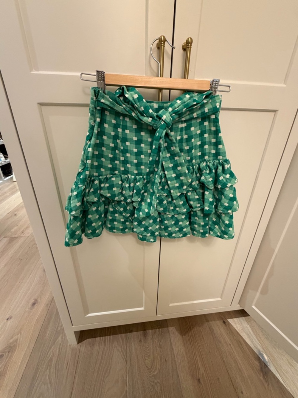 Tularosa Green Gingham Ruffle Mini Skirt - Picture 6 of 9